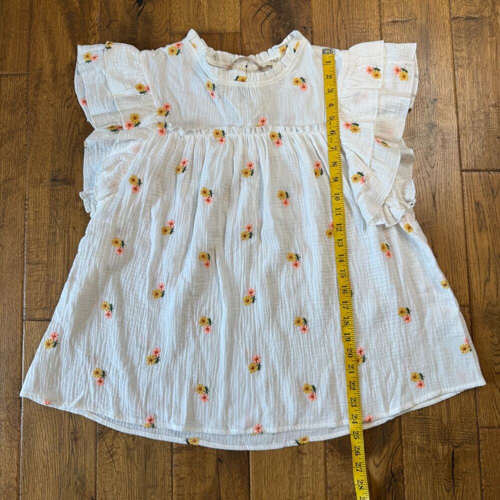 NWT Easel Embroidered Ruffle White Gauze Boho Blouse Size L Top Shirt Floral - Picture 3 of 6